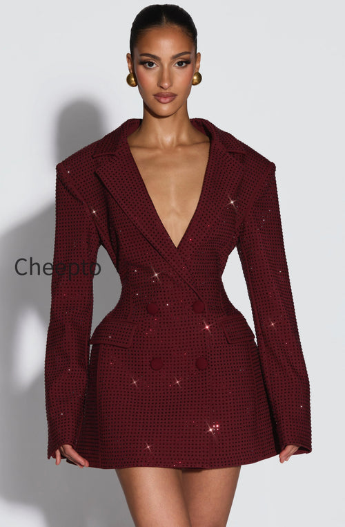 Elvira Mini Dress - Burgundy Sparkle