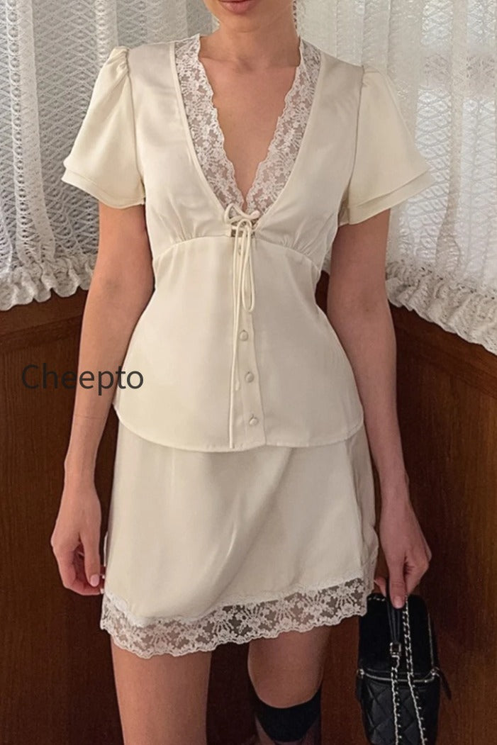 satin-silk-like-lace-v-neck-waist-tie-skirt-set