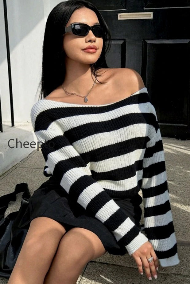 striped-off-shoulder-knit-top