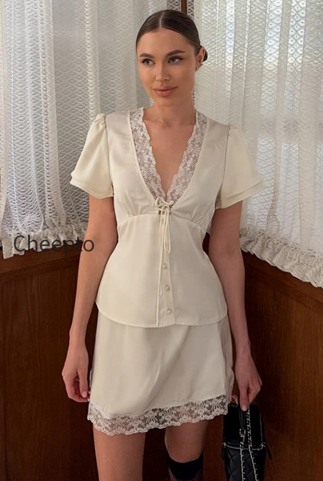 satin-silk-like-lace-v-neck-waist-tie-skirt-set