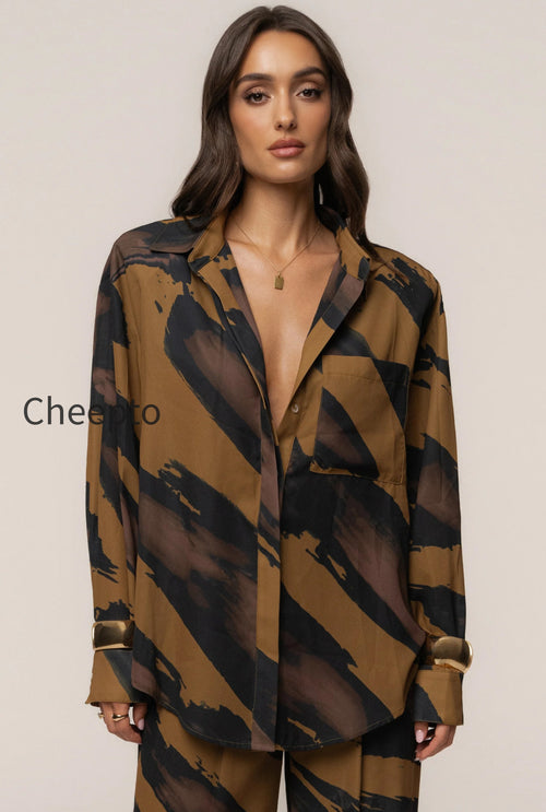 Gold Dusk Fierce Form Button-Down Shirt