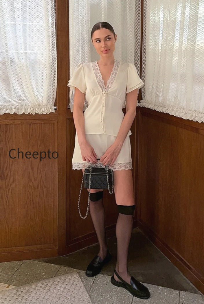 satin-silk-like-lace-v-neck-waist-tie-skirt-set